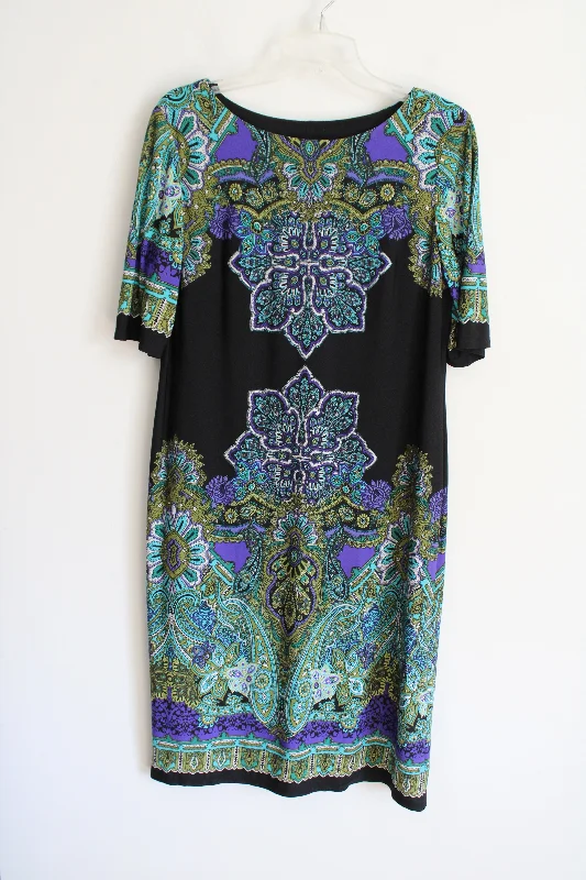 Ronni Nicole Black Blue Green Paisley Patterned Dress | 10 Tunics Floral girly