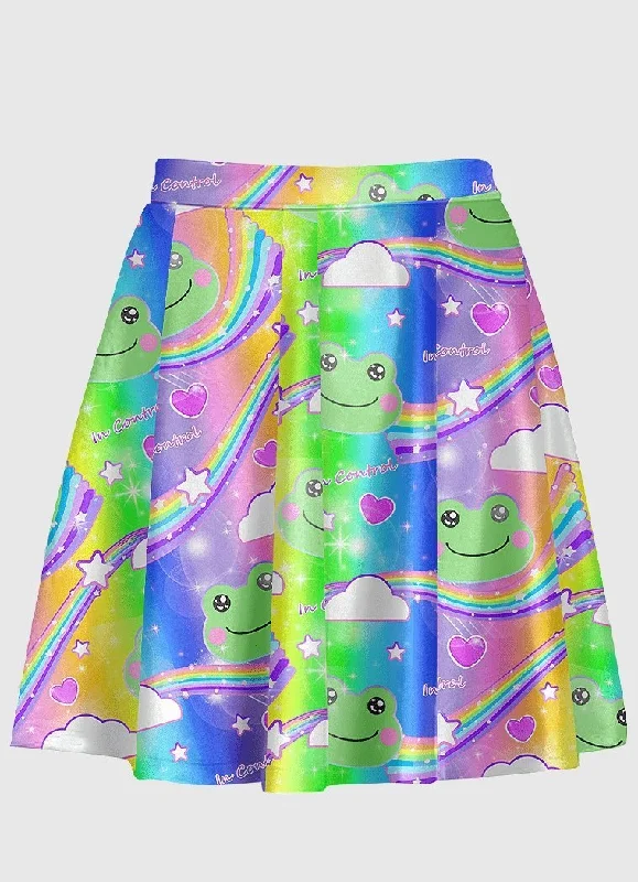 Frog Kidcore Flare Skirt patchwork skirt art