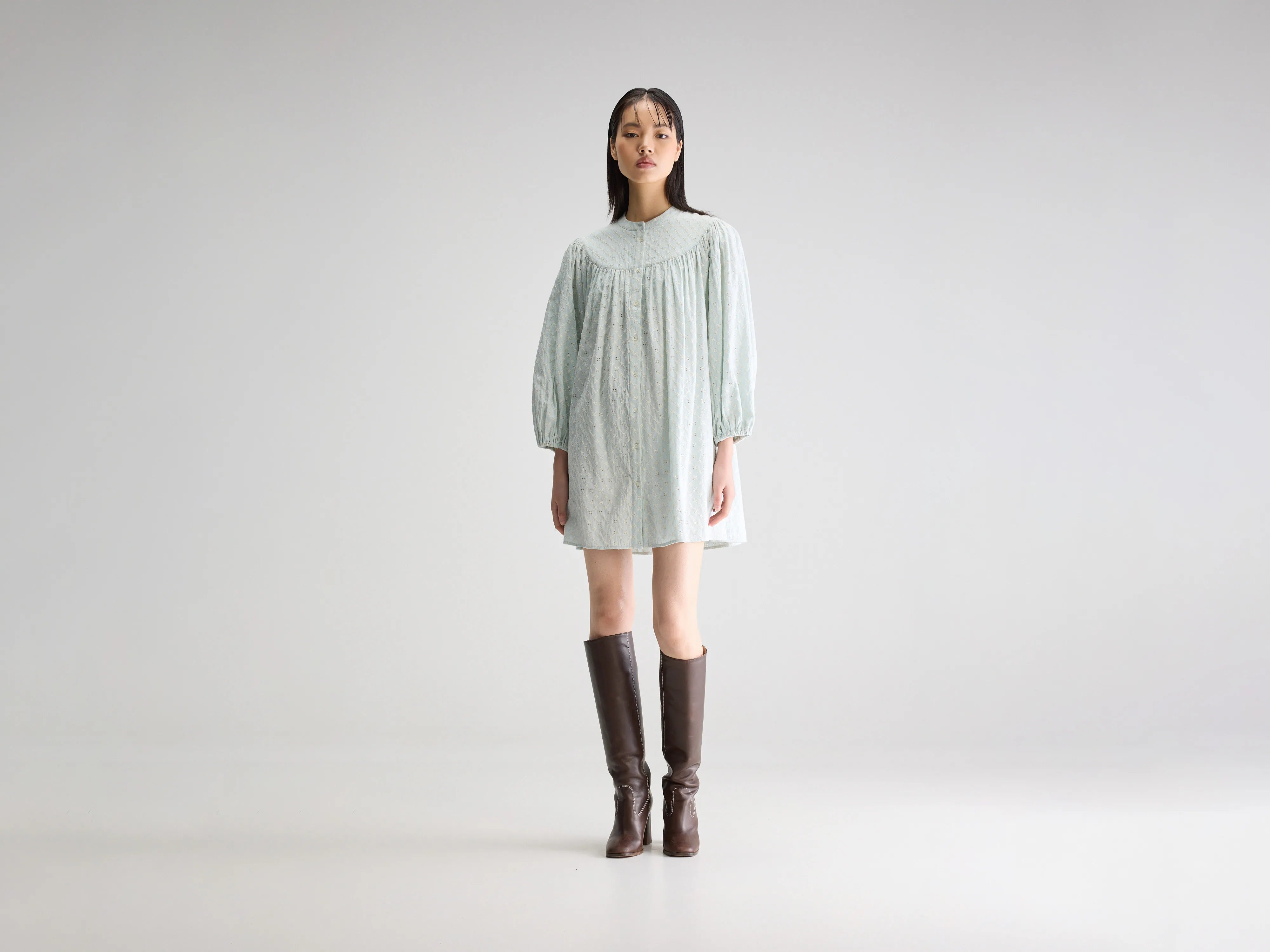 Hilona babydoll dress (251 / W / STONE BLUE) Tunics Luxurious premium