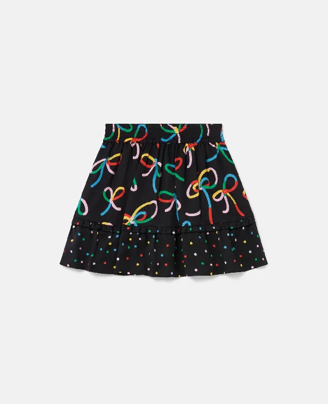 Ribbon Print Polka-Dot Skirt leather skirt durable