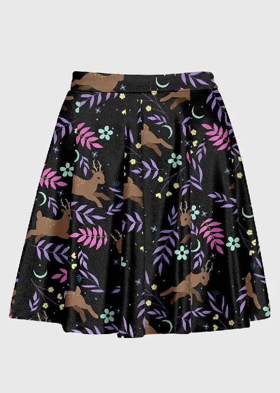 Plus Size Deer Floral Kawaii High Waist Skirt leather skirt refined