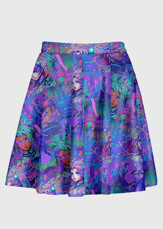 Plus Size Retrowave Pixel Anime Skirt seamless skirt comfort