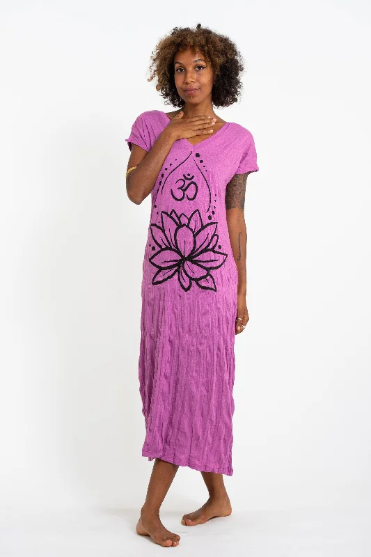 Sure Design Womens Lotus Om V Neck Tee Dress Pink Tunics Recommended stylist