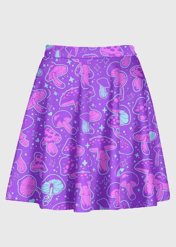 Plus Size Trippy Mushroom Purple Rave Skirt athletic skirt fit