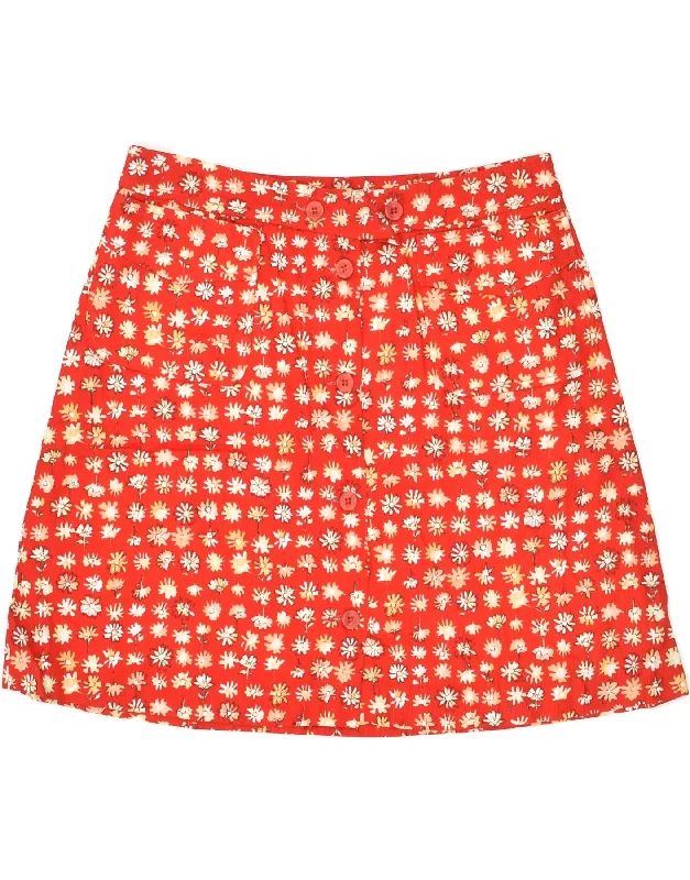 STEFANEL Womens High Waist A-Line Skirt IT 46 Large W29 Red Floral Cotton cashmere skirt fine