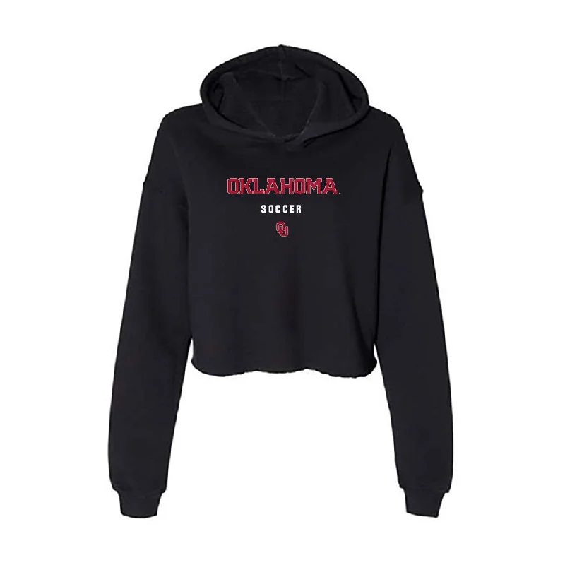 Oklahoma - NCAA Women's Soccer : Kiersten Smith - Women's Crop Fleece Hoodie Hoodie with Drawstring Waist Adjustable Fitted