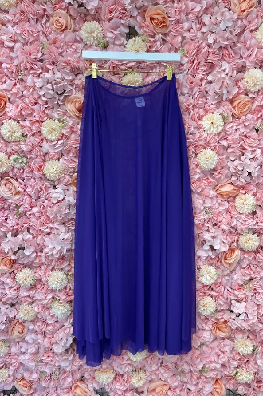 Long Full Chiffon Skirt - Deep Purple spandex blend skirt