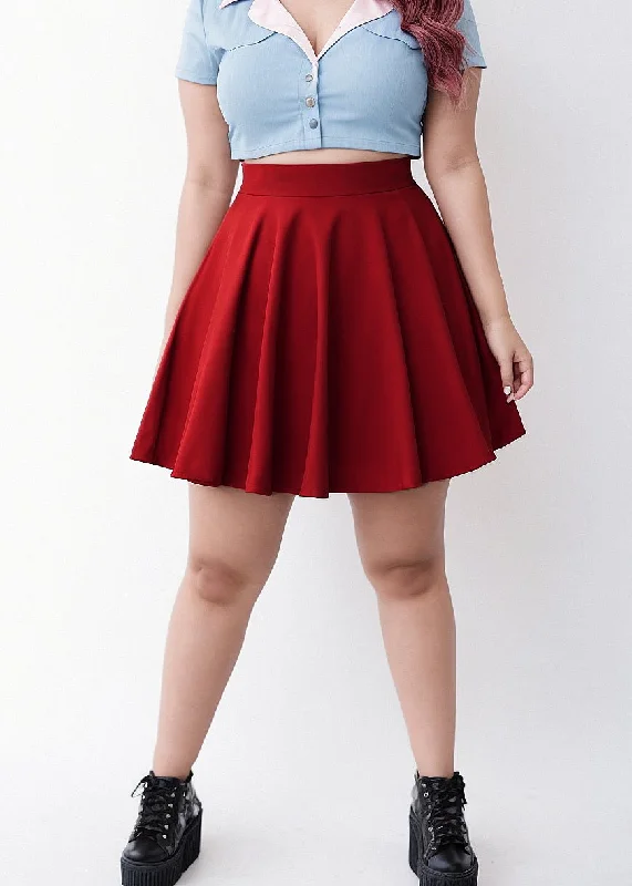 Plus Size Red Elastic Circle Skirt cashmere skirt rich