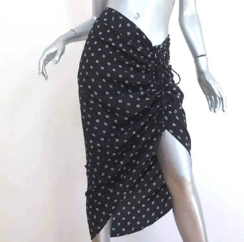 Silk Midi Length Skirt elastic waist skirt