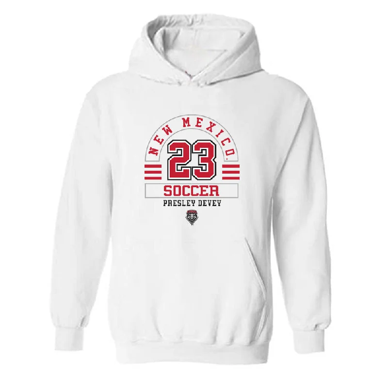 New Mexico - NCAA Women's Soccer : Presley Devey - Classic Fashion Shersey Hooded Sweatshirt Hoodie with Pastel Soft Subtle