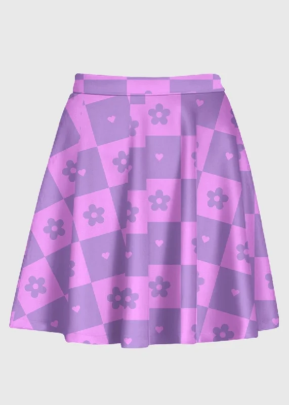 Plus Size Flower Checkered Retro Pattern Y2k Skirt denim skirt fashionable