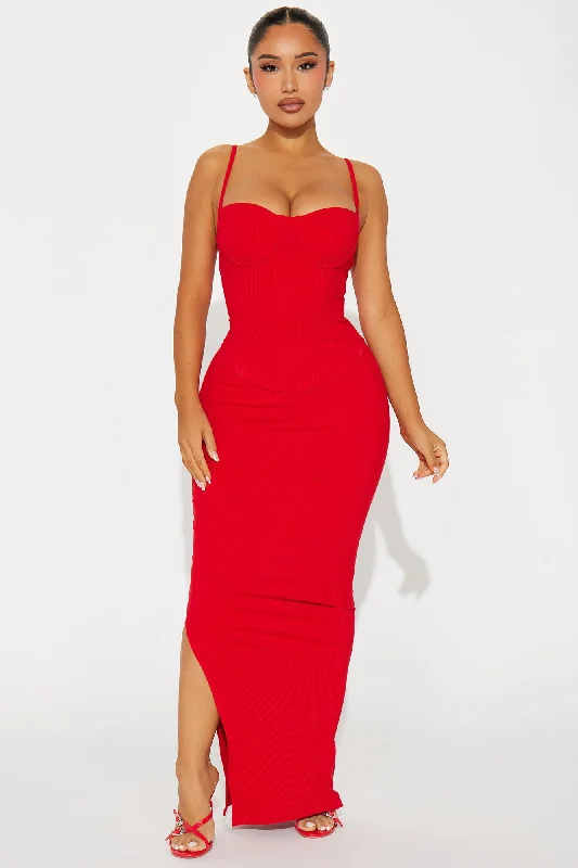 Samantha Snatched Skirt Set - Red a-line skirt cut