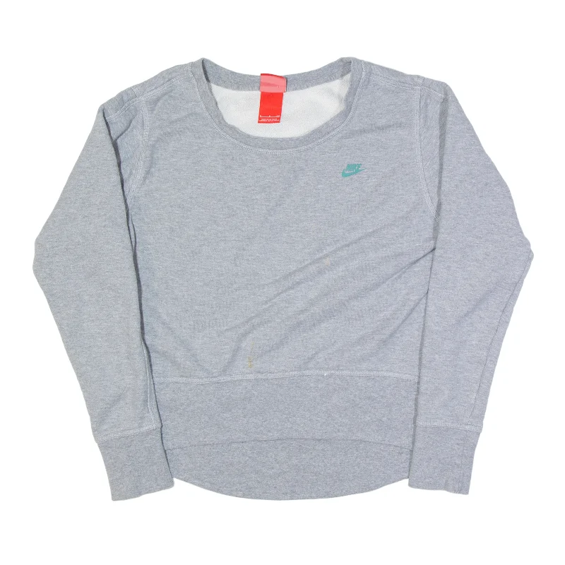 NIKE Track and Field Sweatshirt Grey Womens S Hoodie with Zipper Versatile Modern