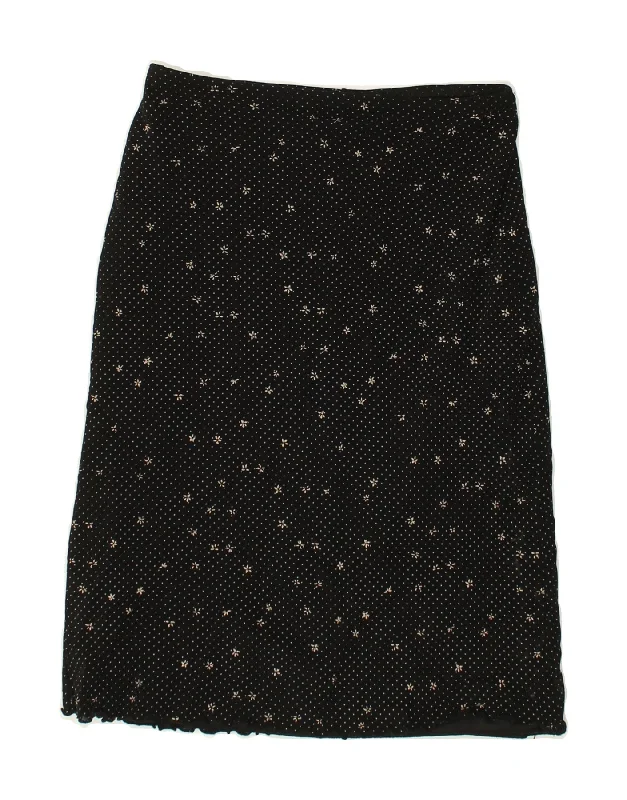 VINTAGE Womens Straight Skirt UK 8 Small W24 Black Polka Dot Polyamide corduroy skirt cozy