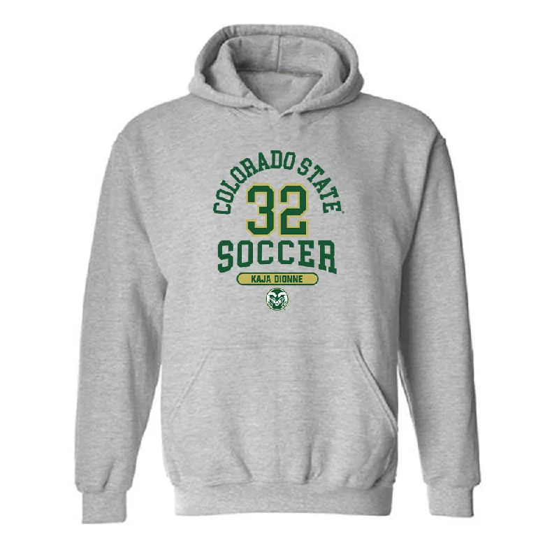 Colorado State - NCAA Women's Soccer : Kaja Dionne - Hooded Sweatshirt Hoodie with Hem Drawcord Adjustable Customizable
