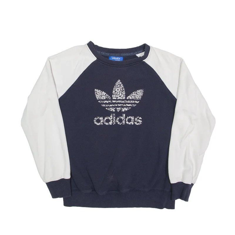 ADIDAS Flower Sweatshirt Blue Womens UK 12 Hoodie Dress Longline Feminine