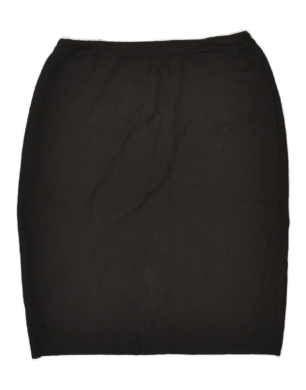 VINTAGE Womens Straight Skirt IT 44 Medium W28 Black Acetate wool skirt thick