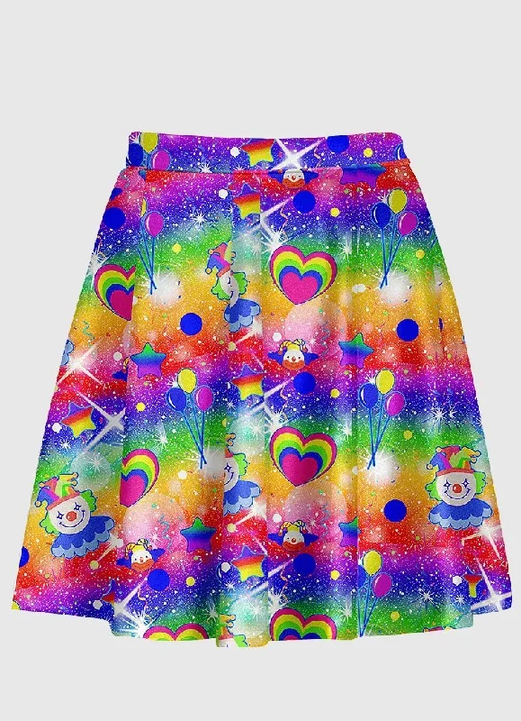 Clown Party Flare Skirt elastic waist skirt