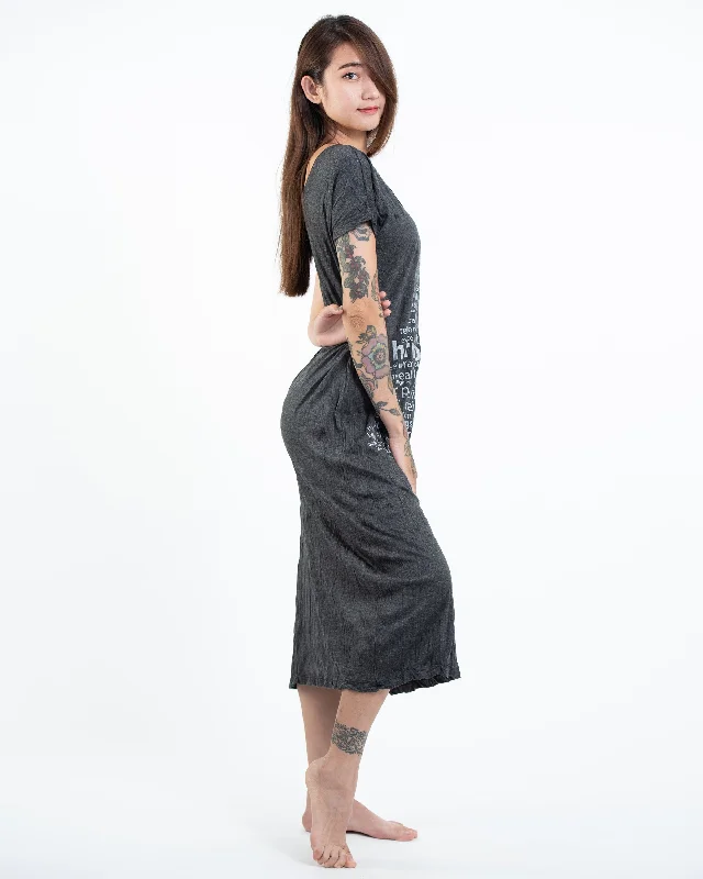 Sure Design Womens Harmony V Neck Long Dress in Silver on Black Tunics Sale discount