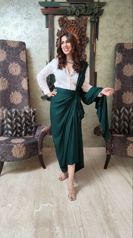 Emerald Green Drape Skirt cashmere skirt fine