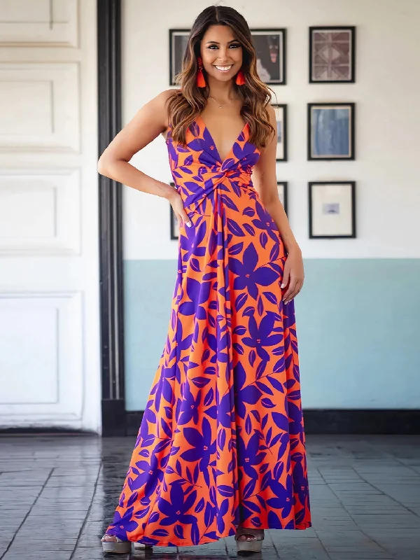 Siena Twisted Printed V-Neck Cami Dress Tunics Evening elegant