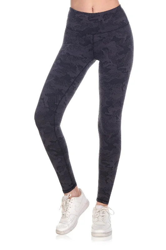 High Waist Printed Jacquard Legging Stylish Pockets Active Leggings