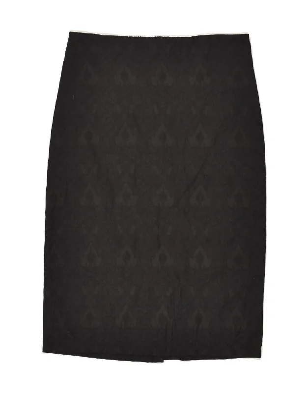 VINTAGE Womens Straight Skirt UK 8 Small W26 Black Floral Cotton linen skirt light