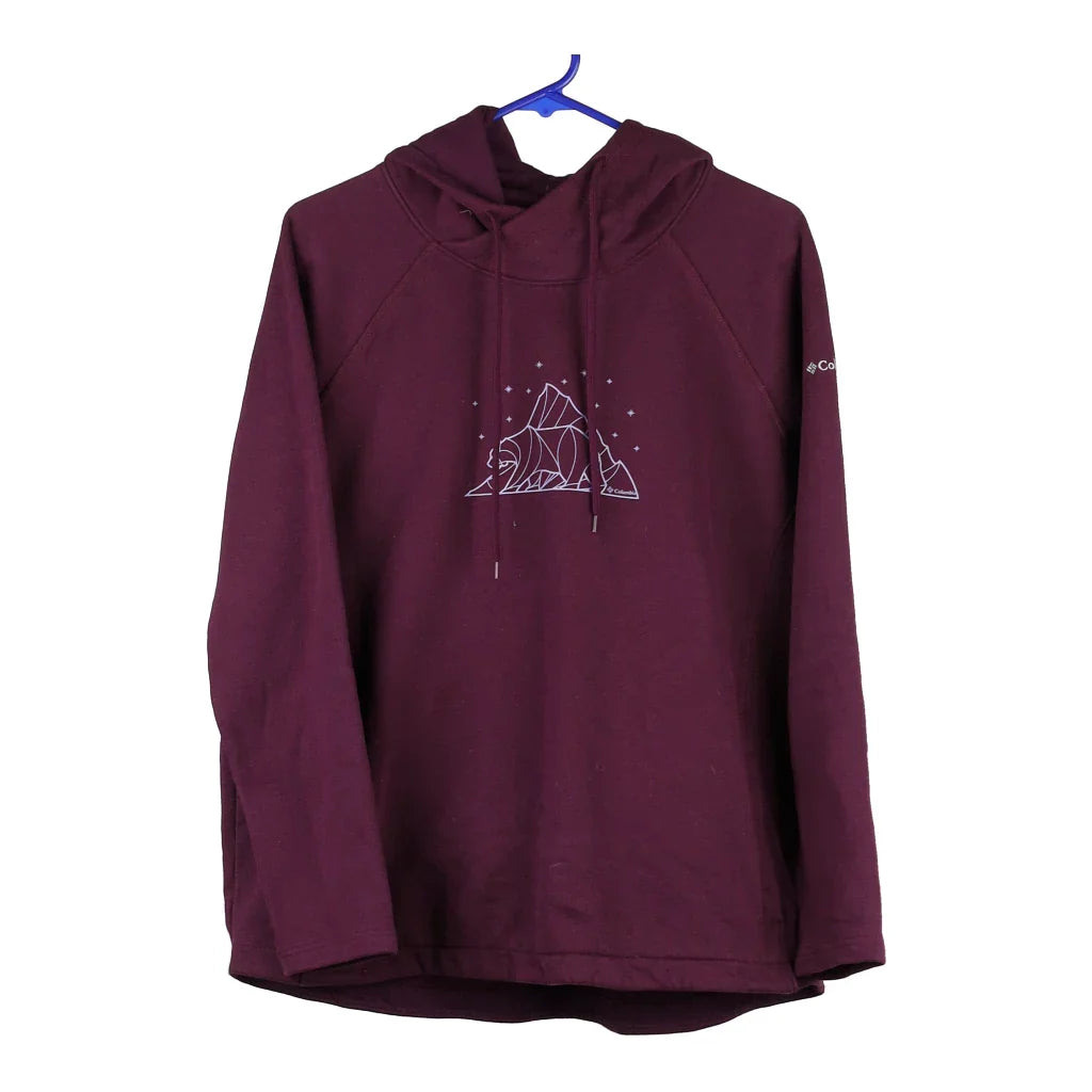 Columbia Hoodie - Large Purple Cotton Blend Hoodie with Tied Waist Feminine Flattering