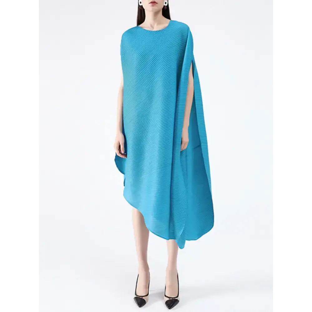 Pleated dress for women fashion irregular round neck sleeveless Tunics Running lightweight