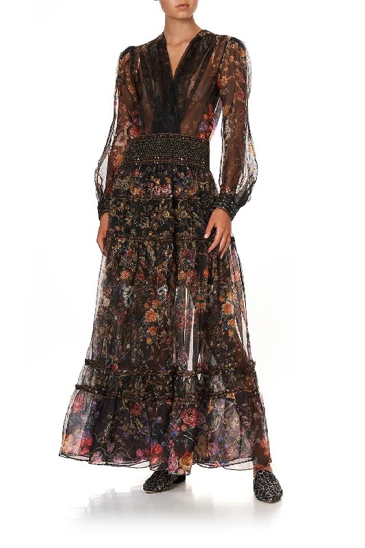 4 TIERED GATHERED SKIRT BLUSHING MANOR corduroy skirt textured