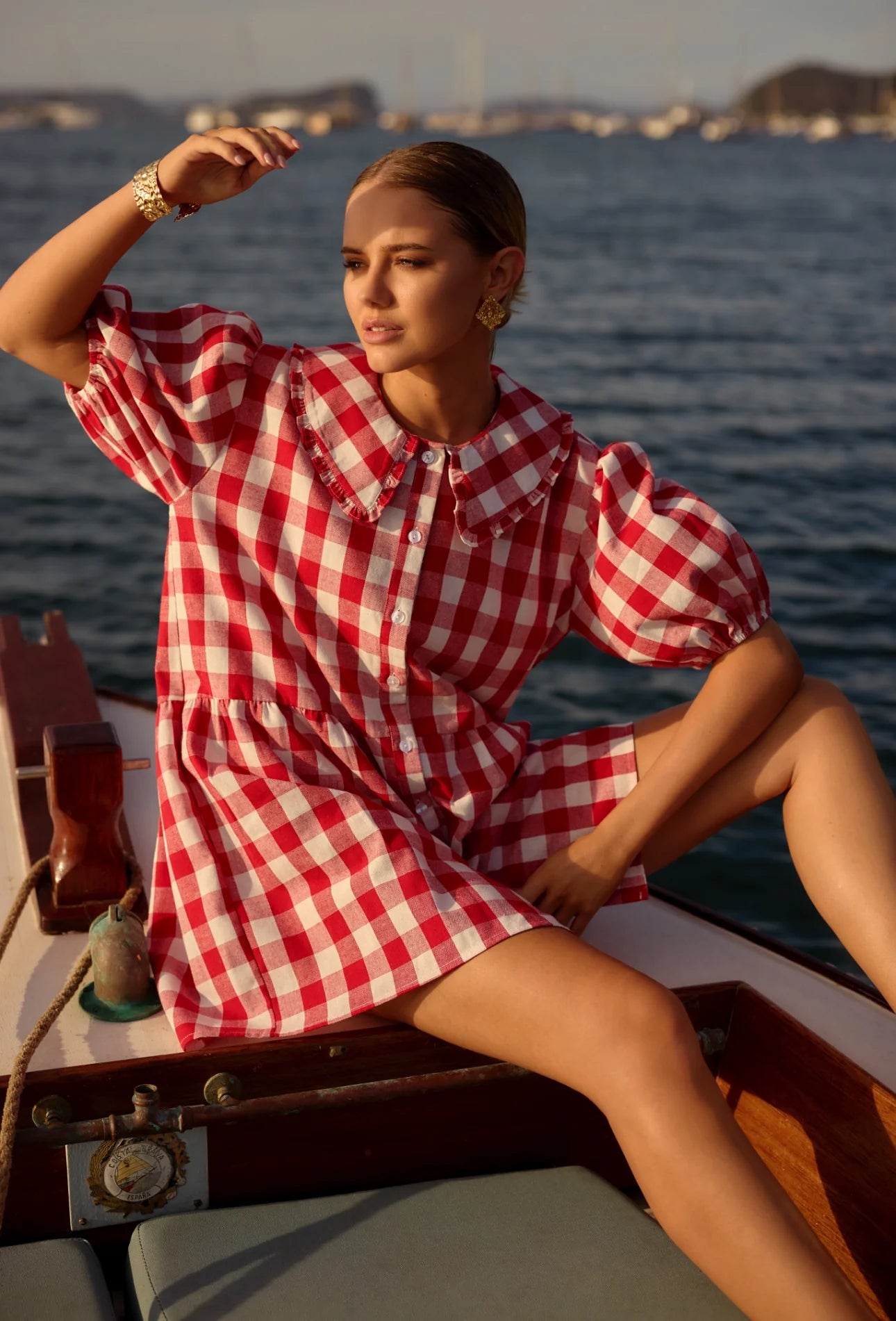 Peter Bill The Peta Dress in Cherry Cowl Neckline Elegant