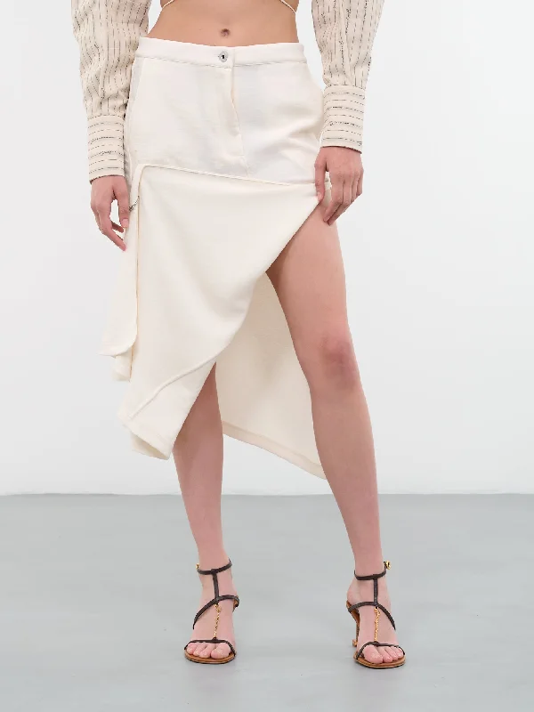 Asymmetric Draped Skirt (SK0134-PG1253-002-OFFWHITE) lightweight skirt design