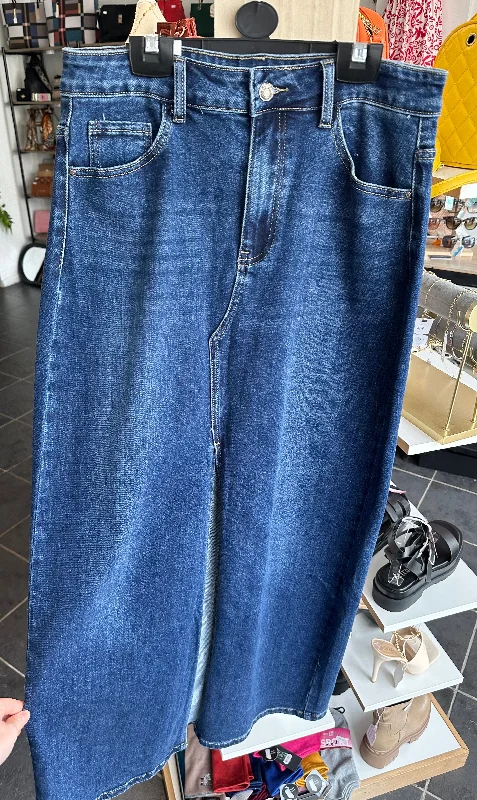 Denim split front maxi skirt linen skirt breathable