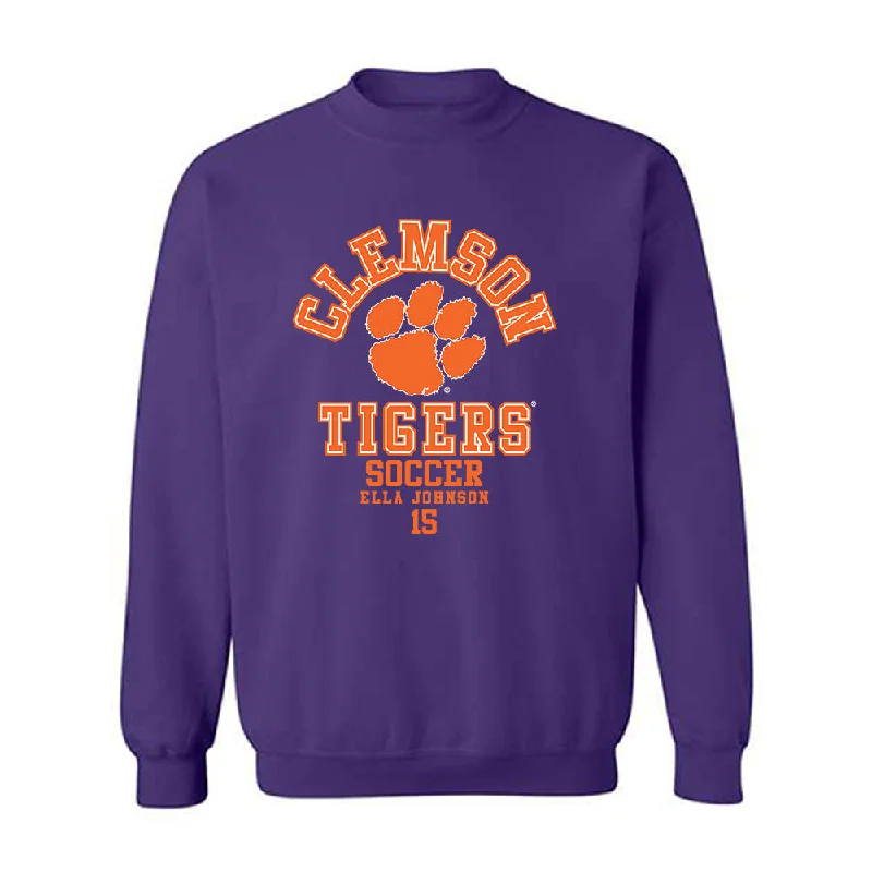 Clemson - NCAA Women's Soccer : Ella Johnson - Classic Fashion Shersey Crewneck Sweatshirt Hoodie with Patch Decorative Personalized