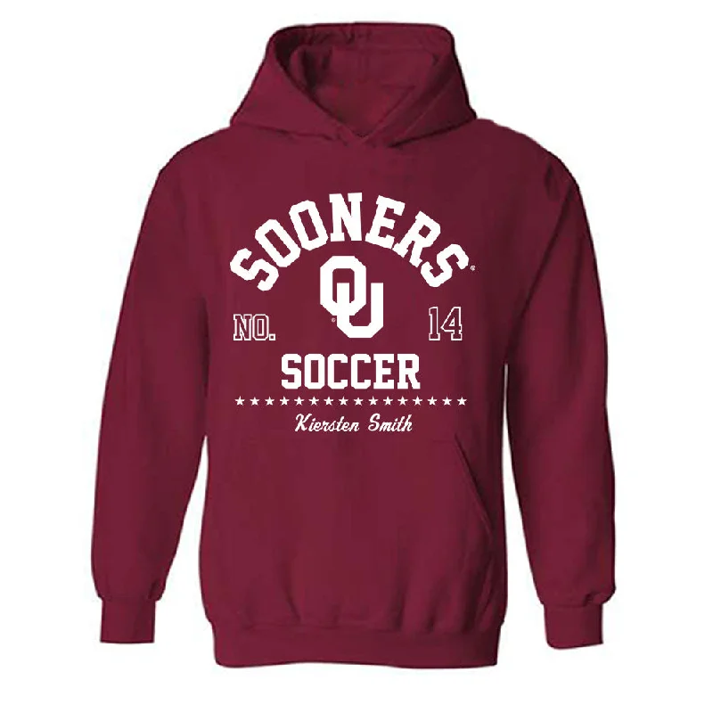 Oklahoma - NCAA Women's Soccer : Kiersten Smith - Classic Fashion Shersey Hooded Sweatshirt Hoodie with Tied Waist Feminine Flattering