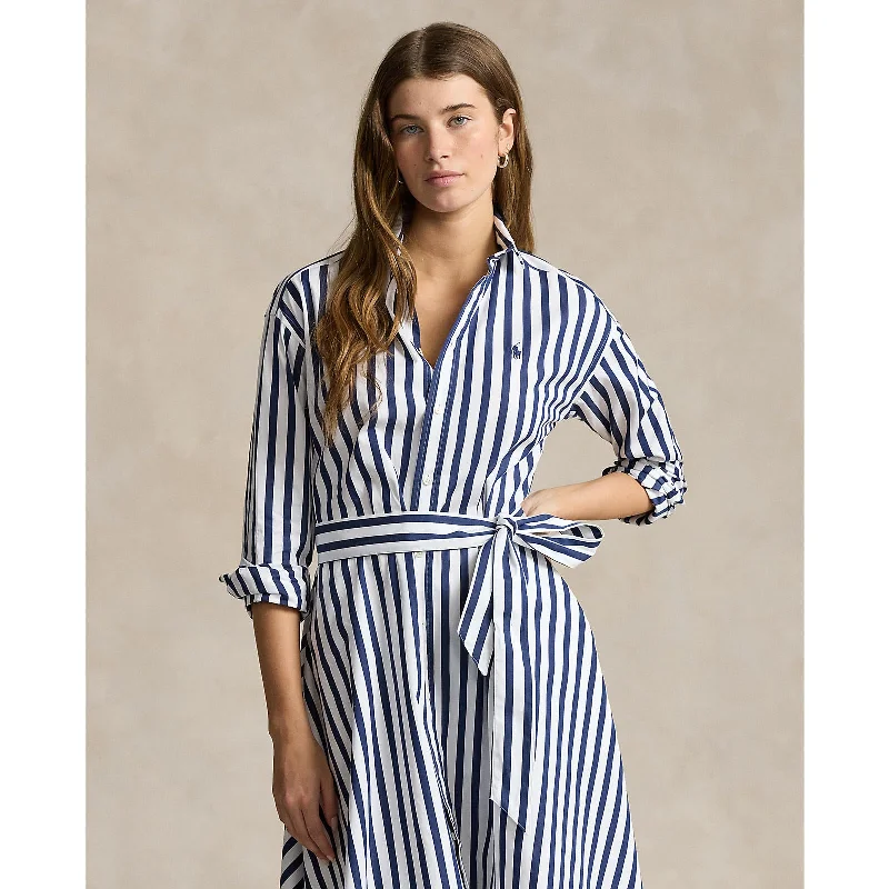 Polo Ralph Lauren - Long Sleeve Ela Day Dress - Navy/White Tunics Print Colorful