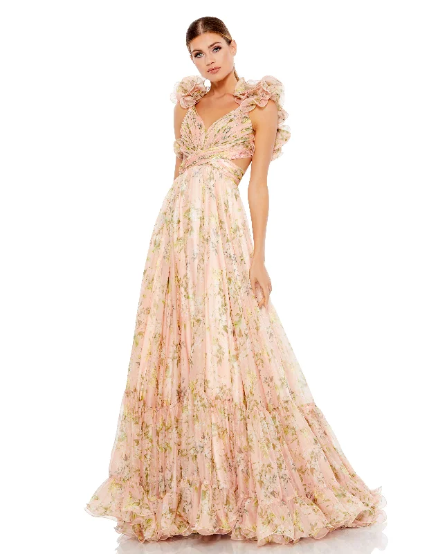 Ruffle Flared Long Dress Tunics Designer luxury