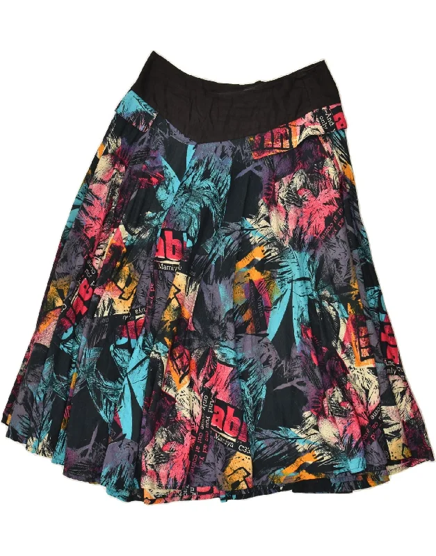 VINTAGE Womens Abstract Pattern A-Line Skirt IT 44 Medium W26  Black wool skirt sturdy