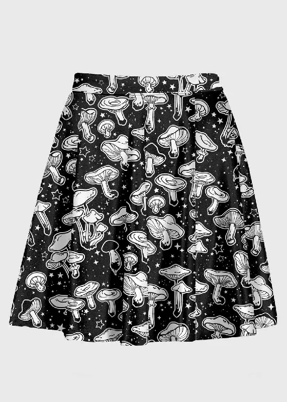 Plus Size Dark Academia Galaxy Mushroom Skirt tiered skirt playful