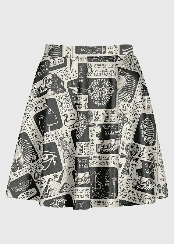 Plus Size Retro Hieroglyphs Pattern High Waist Skirt boho skirt vibe