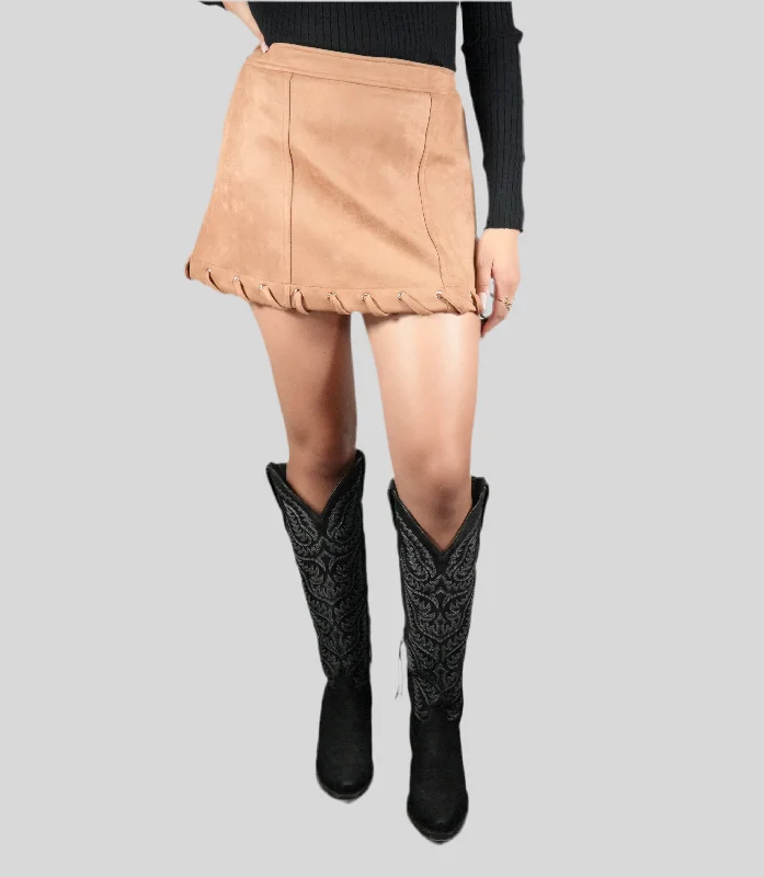 Blue B Women's Suede Skirt Brown denim skirt casual