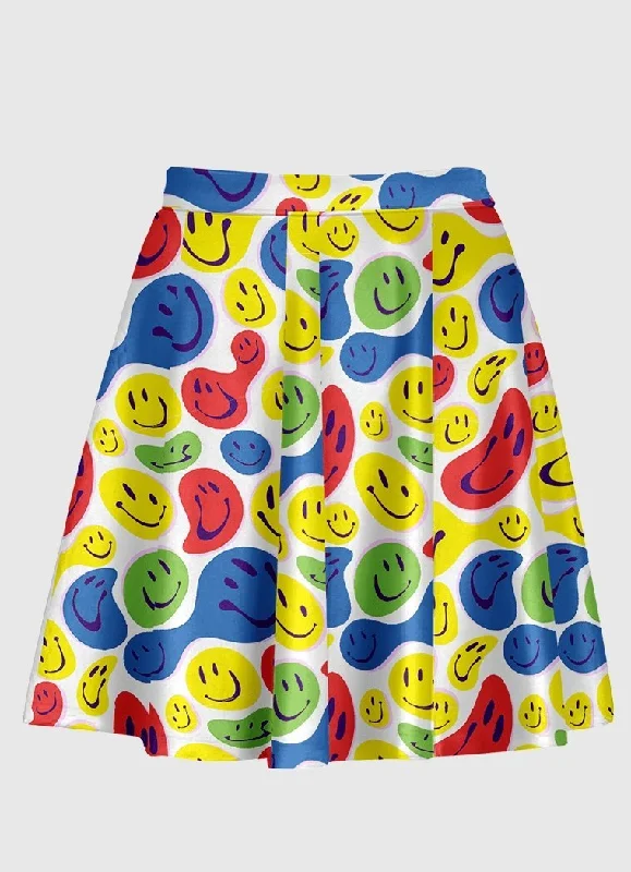 Twisted Smiley White Flare Skirt wrap skirt elegant