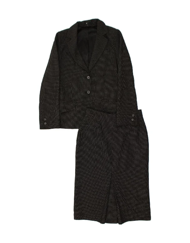 HOBBS Womens 2 Button 2 Piece Skirt Set UK 12 Medium  W29 Black Polka Dot spandex blend skirt