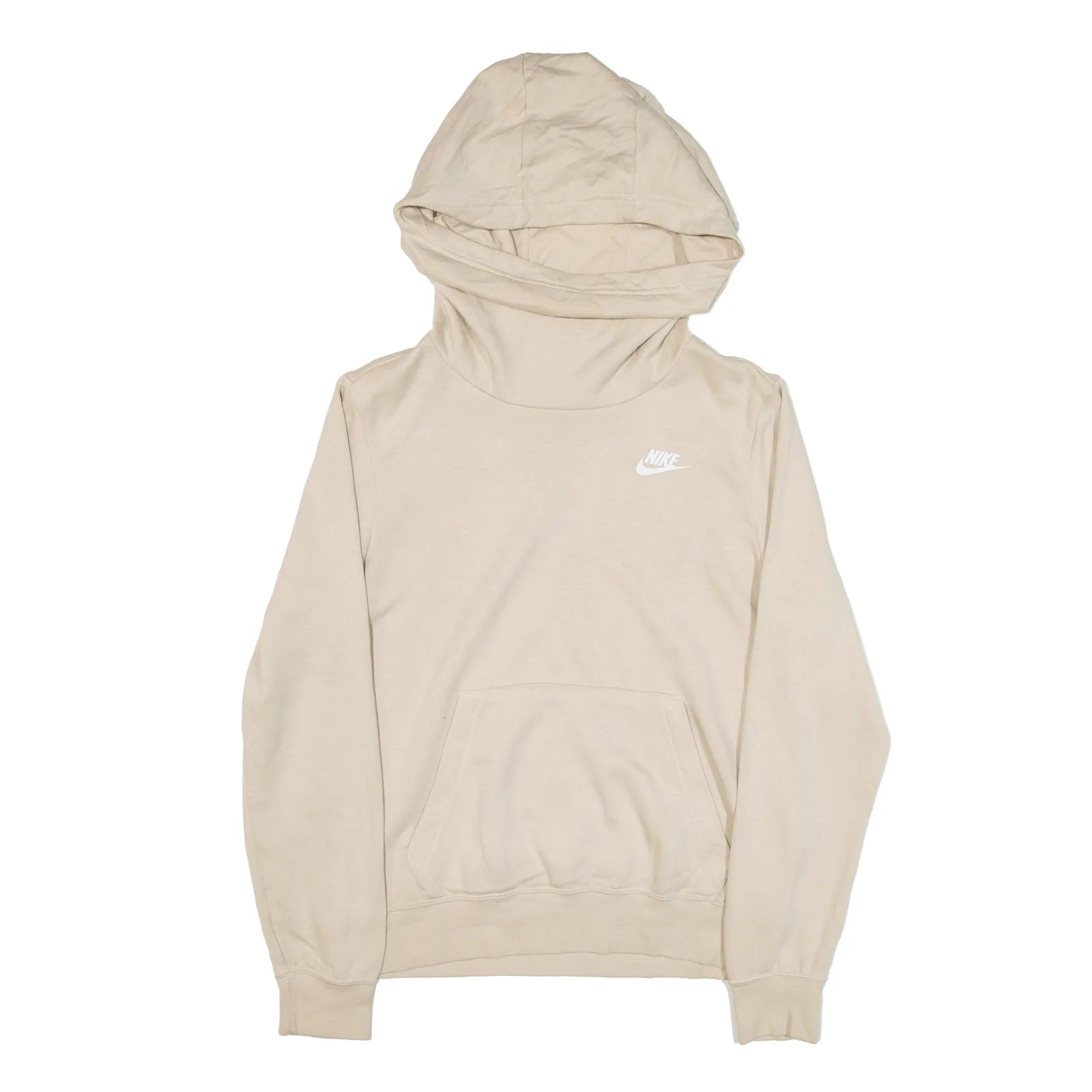 NIKE High Neck Beige Hoodie S Hoodie with Puffed Sleeves Voluminous Trendy