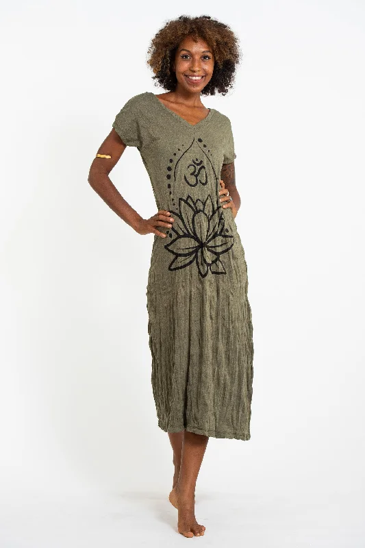 Sure Design Womens Lotus Om V Neck Tee Dress Green Tunics Review highly