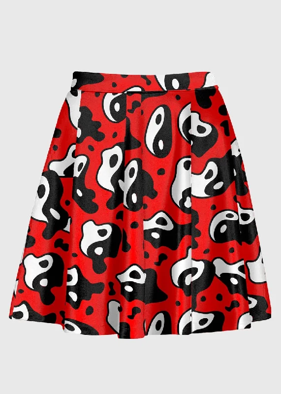 Plus Size Red Trippy Yin And Yang Skirt vintage skirt charm