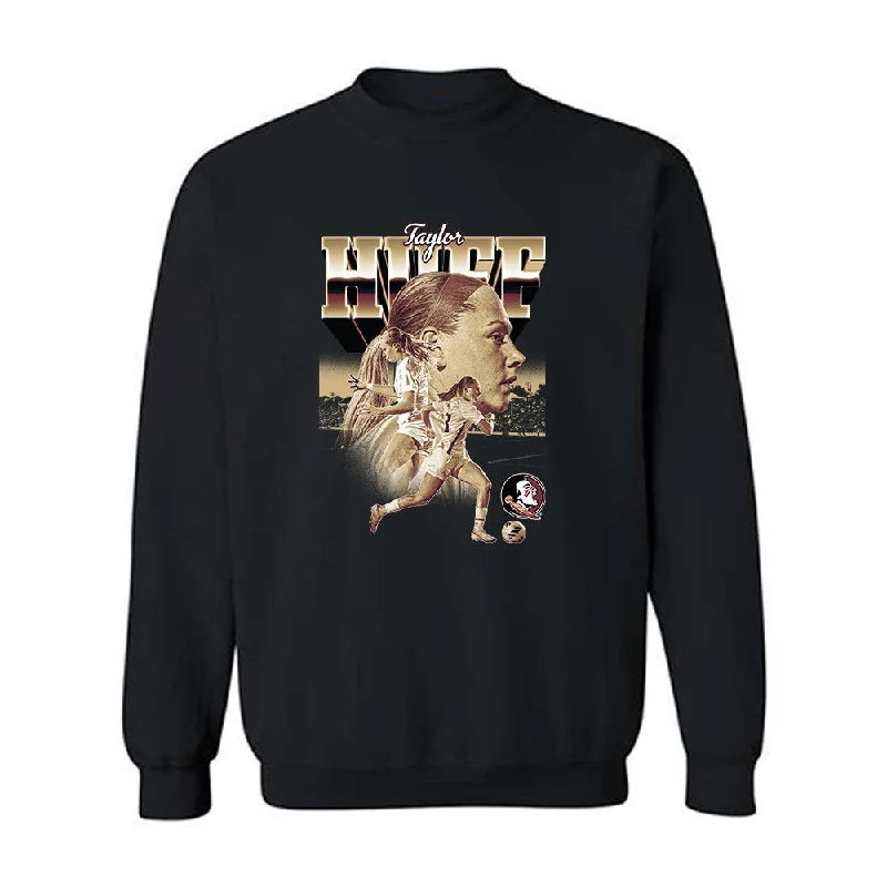 FSU - NCAA Women's Soccer : Taylor Huff - Player Collage Crewneck Sweatshirt Hoodie with Front Slit Layering Stylish