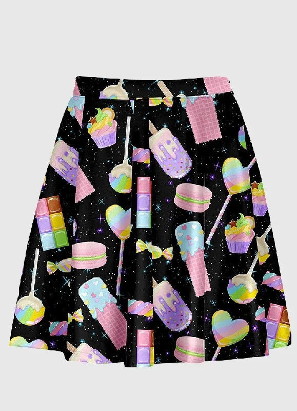 Sugar Galaxy Black Flare Skirt button skirt front