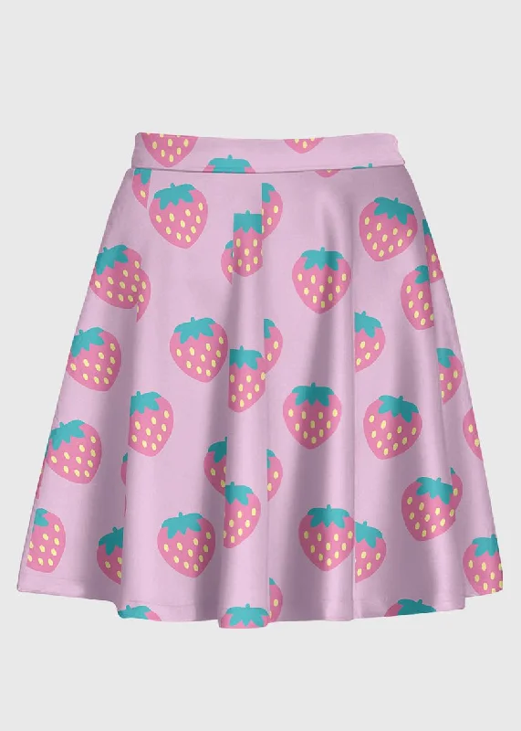 Plus Size Strawberry Pattern Kawaii Skirt chiffon skirt flowing