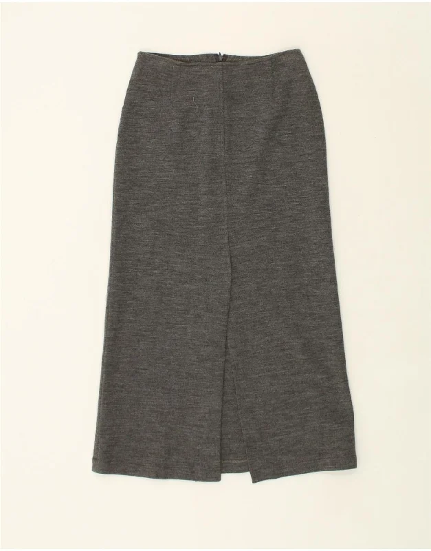 VINTAGE Womens Midi Skirt IT 44 Medium W28  Grey wool skirt warm